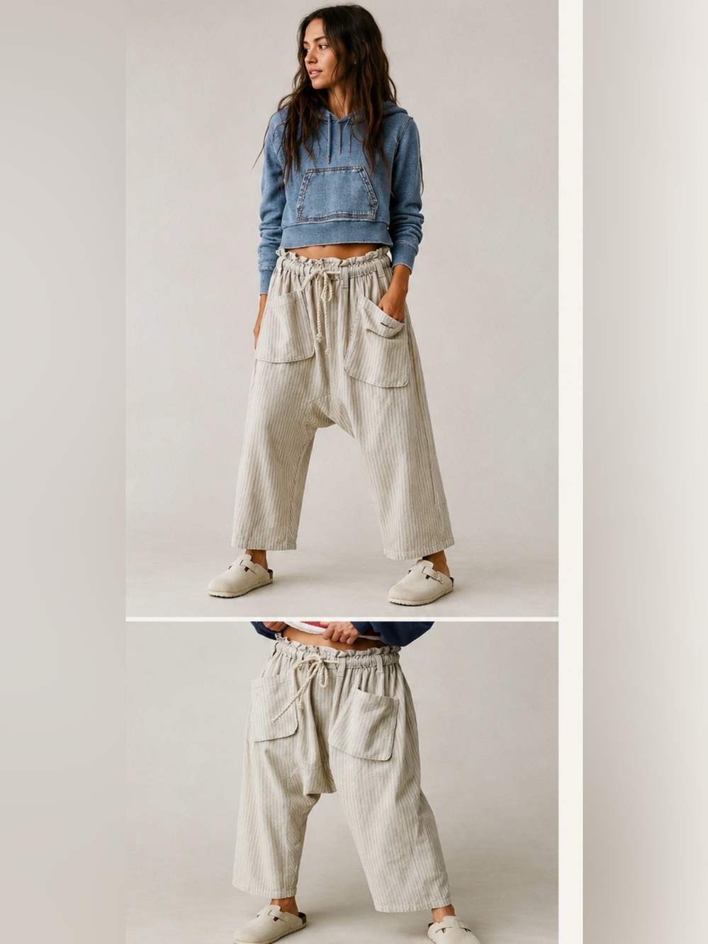 Free People Runyon Pant Cotton Harem Drop Crotch Pocket Boho Jogger Size Small